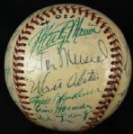 1950s Superstar Signed ONL (Giles) Baseball w/Vintage Mickey Mantle Walt Alston Casey Stengel Stan Musial Ford Frick - JSA 