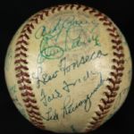 1950s Superstar Signed ONL (Giles) Baseball w/Vintage Mickey Mantle Walt Alston Casey Stengel Stan Musial Ford Frick - JSA 
