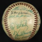 1950s Superstar Signed ONL (Giles) Baseball w/Vintage Mickey Mantle Walt Alston Casey Stengel Stan Musial Ford Frick - JSA 