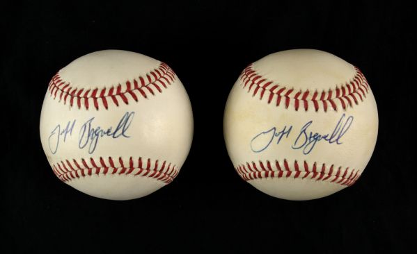 1990s Jeff Bagwell Houston Astros Single Signed ONL (White) Baseball (Lot of 2) - JSA 