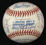 1961 New York Yankees Team Signed Ball w/33 Sigs. Incl. Mickey Mantle Yogi Berra Reunion - JSA 