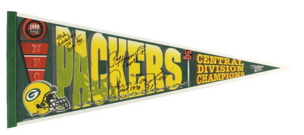 1995 Jim Taylor Paul Hornung Herb Adderley Green Bay Packers Signed Full Size Pennant - JSA 