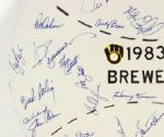 1983 Milwaukee Brewers Team Signed Home Made Masonite 21 Display w/ 44 Sigs. Incl. Vuckovich Selig Yount Molitor Kuenn Edwards Cooper (MEARS LOA)