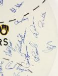 1983 Milwaukee Brewers Team Signed Home Made Masonite 21 Display w/ 44 Sigs. Incl. Vuckovich Selig Yount Molitor Kuenn Edwards Cooper (MEARS LOA)