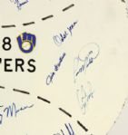 1988 Milwaukee Brewers Signed Home Made Masonite 21 Display w/27 Sigs. Incl. Yount Molitor (MEARS LOA)