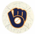 1981 Milwaukee Brewers Team Signed Hand Made Masonite 30" Display w/42 Sigs. Incl. Donnie Moore Yount Molitor Selig Kuenn  (MEARS LOA)