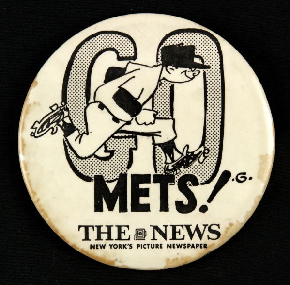 1960s New York Mets Daily News 3 1/2" Pinback Button 