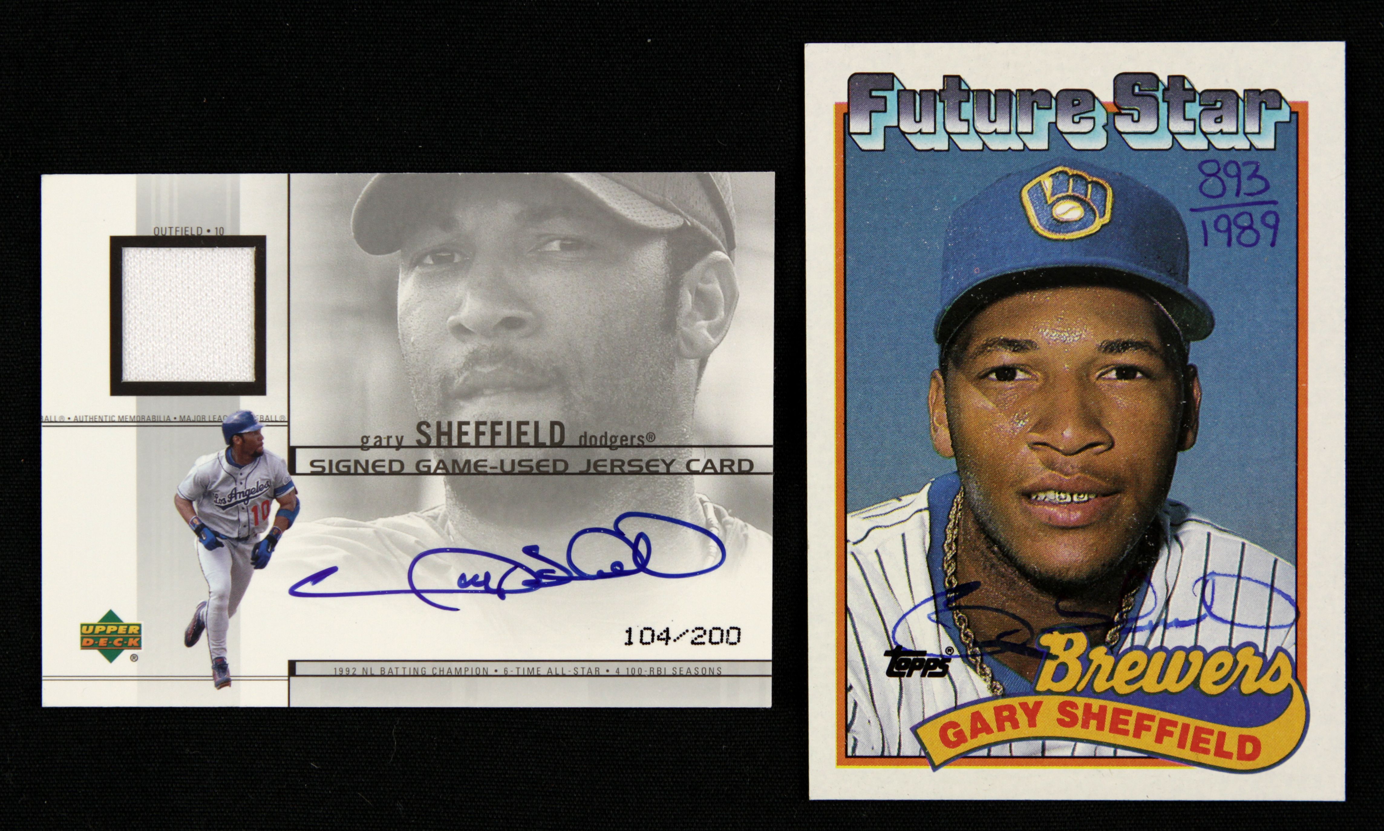 Lot Detail - 1989-2001 Gary Sheffield Milwaukee Brewers Los Angeles Dodgers  Signed Card (Lot of 2 w/Jersey Swatch)