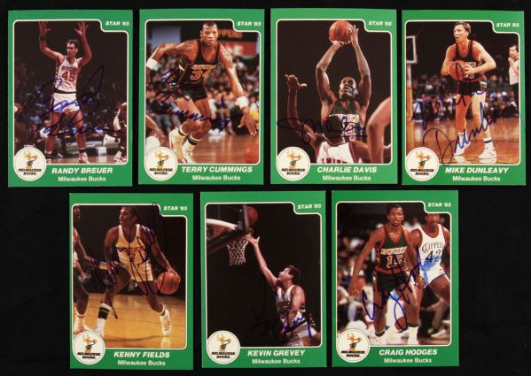 1985 Milwaukee Bucks Signed Star Card (Lot of 11) MEARS LOA 