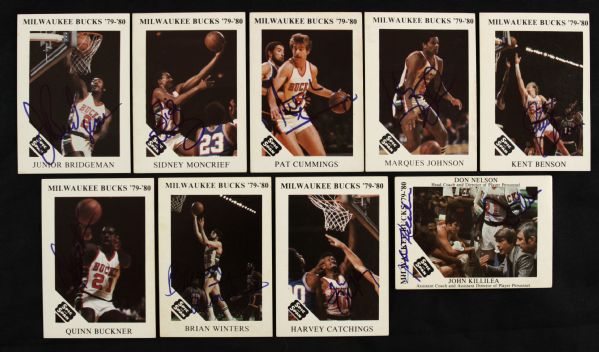 1979-80 Milwaukee Bucks Signed Card (Lot of 9) MEARS LOA 