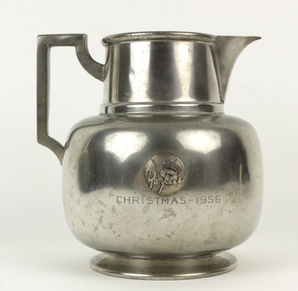 1956 New York Yankees Pewter Presentation Pitcher Engraved "Christmas 1956" 