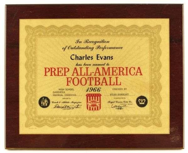 1966 Charles Evans Prep All-American Football Award 