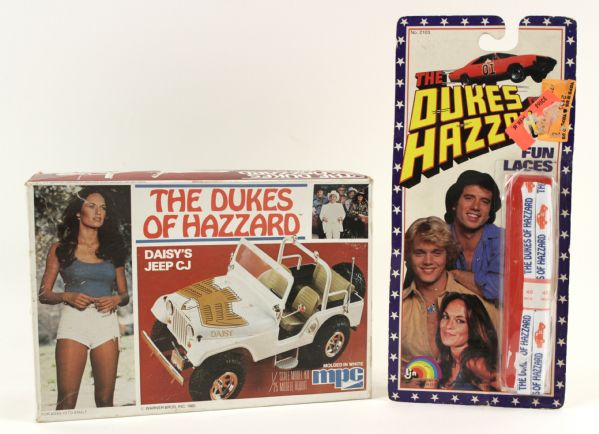 1980s Dukes of Hazzard Daisys Jeep CJ Full Model & Shoe Laces In Original Packaging