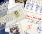 1992 Robin Yount Milwaukee Brewers Full Ticket to 3,000th Hit PSA 8 Signed Card & Phantom Playoff Tickets 