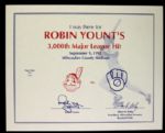 1992 Robin Yount Milwaukee Brewers Full Ticket to 3,000th Hit PSA 8 Signed Card & Phantom Playoff Tickets 
