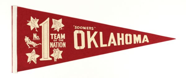 1950s Oklahoma Sooners No. 1 Team of The Nation Full Size 29" Pennant 