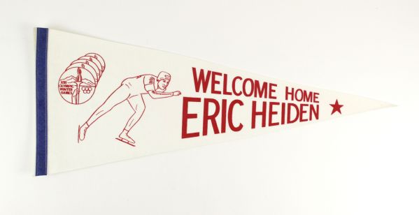 1980 Welcome Home Eric Heiden 29" Full Size Pennant 