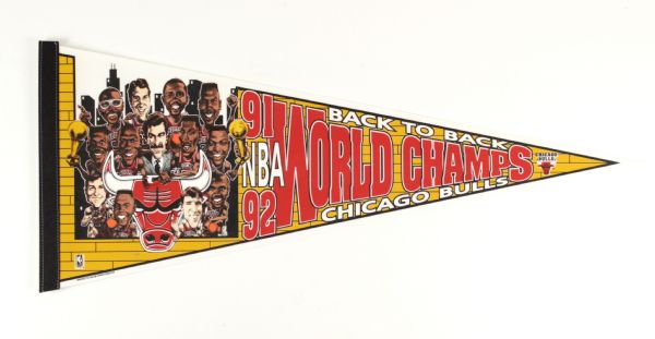 1992 Chicago Bulls Back To Back NBA Champions 30" Full Size Pennant 