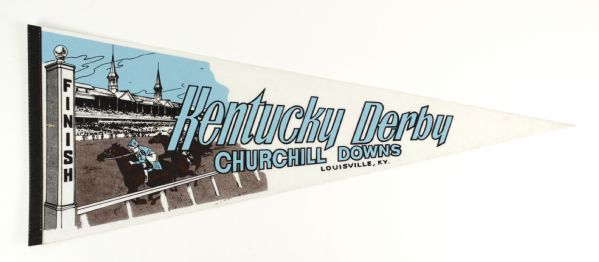 1970s-80s circa Kentucky Derby Churchill Downs Full Size 30" Pennant 
