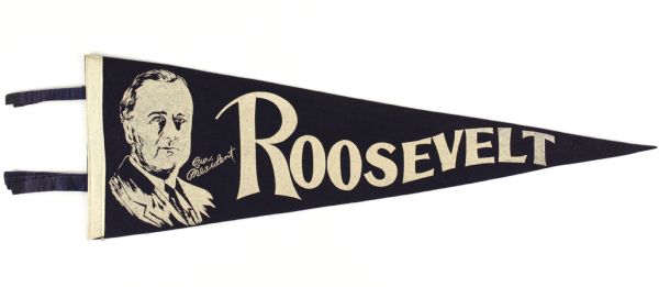 1933-45 Franklin Roosevelt 26" Full Size Presidential Pennant 