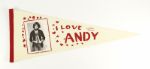1970s Andy Gibb 29 1/2" Full Size Photo Pennant 