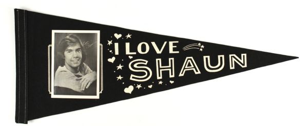 1970s I Love Shaun Cassidy 29" Full Size Photo Pennant 