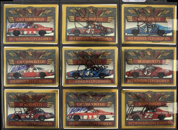 1991 Winston Motorsports 20th Anniversary Signed Card w/ (4) Dale Earnhardt (5) Richard Petty (Lot of 20) - JSA 