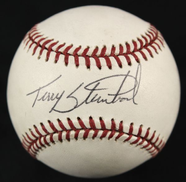 1994-2000 Terry Steinbach Oakland As Single Signed OAL (Budig) Baseball (MEARS LOA)