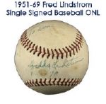 1951-69 Freddie Lindstrom New York Giants Single Signed ONL (Giles) Baseball - JSA 