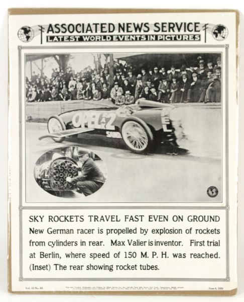 1928 Associated News Service 14" x 17" German Racer Reaches 150 MPH Sheet 