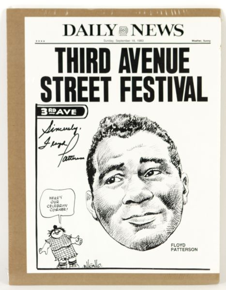 1983 Floyd Patterson Signed 11" x 14 1/2" Daily News Poster