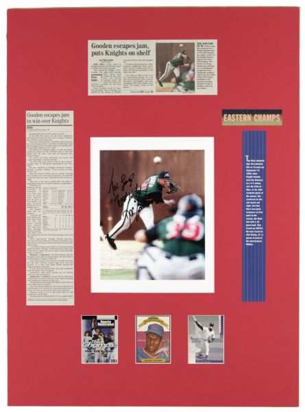 2000s Dwight Gooden New York Mets 20" x 28" Signed Photo Display  & Dream Team II Skybox Advertisement (MEARS LOA) 