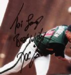 2000s Dwight Gooden New York Mets 20 x 28 Signed Photo Display  & Dream Team II Skybox Advertisement (MEARS LOA) 