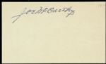 1950s Joe McCarthy New York Yankees Signed Index Card - JSA 