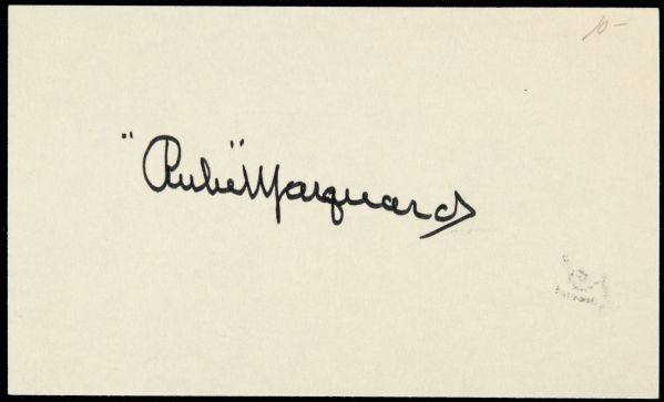 1950s Rube Marquard New York Giants Signed Index Card - JSA