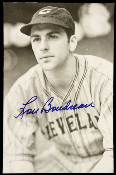 1960s Lou Boudreau Cleveland Indians Signed Postcard - (MEARS LOA) 