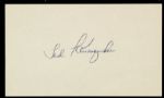 1970s Ted Kluszewski Cincinnati Reds Signed Index Card - JSA 