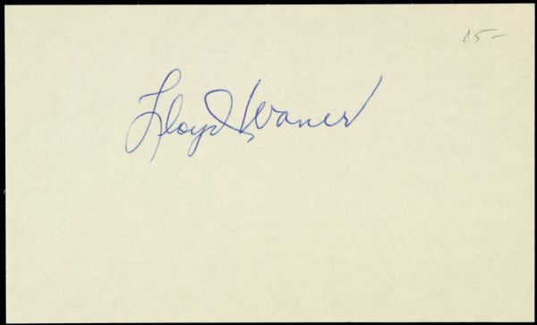 1960s Lloyd Waner Pittsburgh Pirates Signed Index Card - JSA 