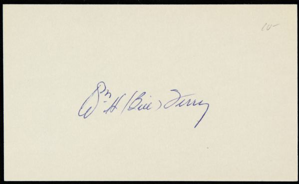 1960s-70s Bill Terry New York Giants Signed Index Card - MEARS LOA 