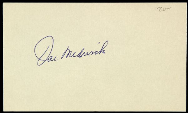1950s Joe Ducky Medwick St. Louis Cardinals Signed Index Card - JSA 