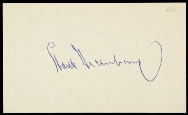 1960s-70s Hank Greenberg Detroit Tigers Signed Index Card - JSA 