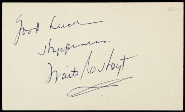 1950s-60s Waite Hoyt New York Yankees Signed Index Card - JSA 