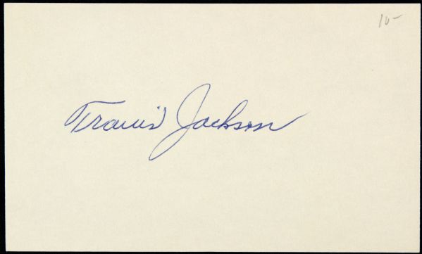 1950s Travis Jackson New York Giants Signed Index Card - JSA 