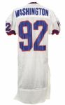 1995-96 Ted Washington Buffalo Bills Game Worn Jersey Littered With Repairs (MEARS LOA) 