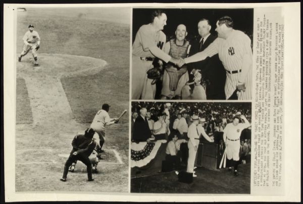 1942 Babe Ruth New York Yankees & Walter Johnson Washington Senators Original 15" x 11" Photo - The Babe and Big Train Face Off One More Time 