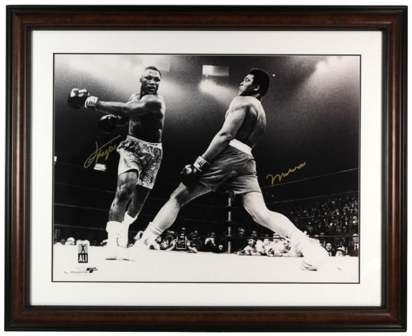 1990s Jumbo Oversized Muhammad Ali & Joe Frazier Signed 52" x 42" Photo Display - JSA & On-Line Authentics 