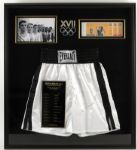 1990s Muhammad Ali Signed Signed Boxing Shorts In Shadowbox 34" x 39" - JSA 