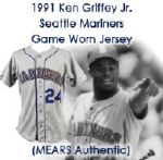 1991 Ken Griffey Jr. Seattle Mariners Game Worn Road Jersey (MEARS LOA) 