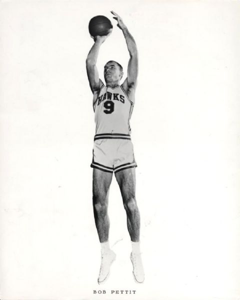 1954-65 Bob Pettit Milwaukee/St. Louis Hawks "TSN Collection Archives" Original 8" x 10" Photo (Sporting News Collection Hologram/MEARS LOA)