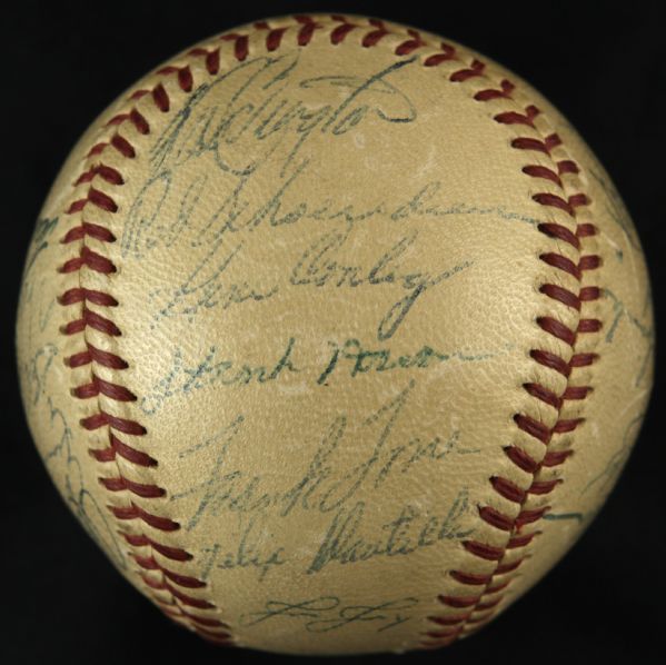 1958 Milwaukee Braves Team Signed Baseball w/24 Sigs. w/Hank Aaron Eddie Mathews - JSA 